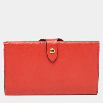 Pre Owned Burberry Red Leather Harlow Continental Wallet