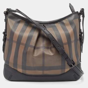 Pre Owned Burberry Black House Check PVC and Leather Hartham Shoulder Bag