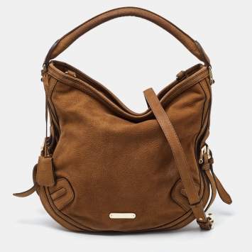 Pre Owned Burberry Brown Nubuck Leather Hobo
