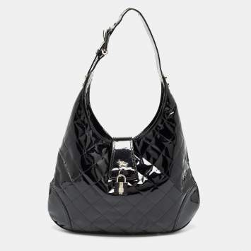 Pre Owned Burberry Black Quilted Patent Leather Brooke Hobo