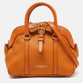 Pre Owned Burberry Orange Leather Bow Satchel
