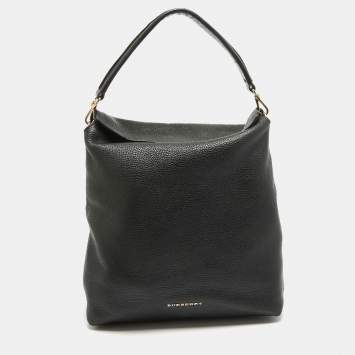 Pre Owned Burberry Black Leather Cale Hobo
