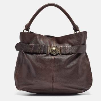 Pre Owned Burberry Dark Brown Leather Lambeth Hobo