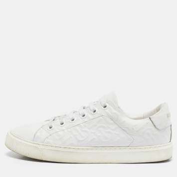Pre Owned Burberry White Leather Albridge Low Top Sneakers Size 38.5