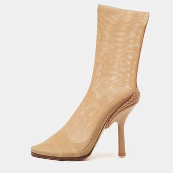 Pre Owned Burberry Beige Lace Sock Boots Size 38