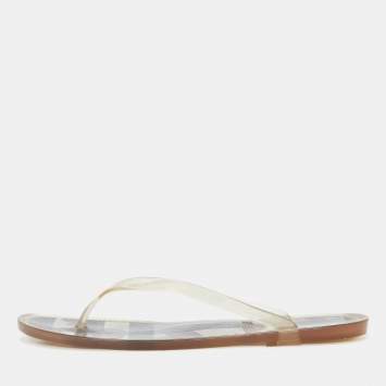 Pre Owned Burberry Transparent Rubber Thong Flat Sandals Size 39