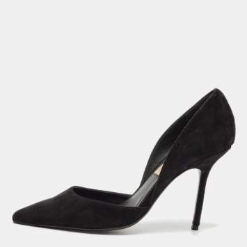 Pre Owned Burberry Black Suede Vernoff D'orsay Pumps Size 37.5