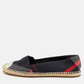 Burberry Multicolor House Check Canvas Espadrille Flats Size 37.5
