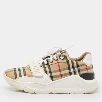 Burberry Multicolor Vintage Check Fabric Low Top Sneakers