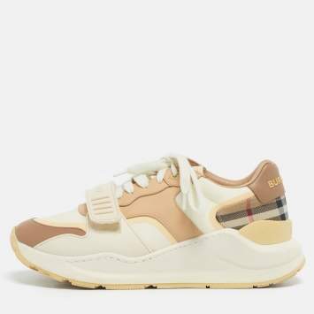 Pre Owned Burberry Multicolor Canvas and Leather Ramsey Sneakers Size 38