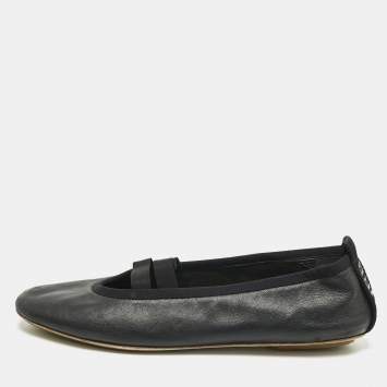 Pre Owned Burberry Black Leather Grace Ballet Flats Size 39