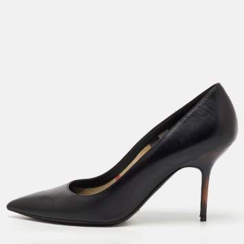 Pre Owned Burberry Black Leather Pointed Toe Pumps Size 40