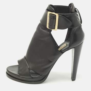 مملوكة مسبقًا Burberry Size 39.5 Black Leather Cut Out Ankle Length Boots