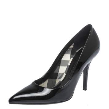 Pre Owned Burberry Black Patent Leather Pointed Toe Pumps Size 39
