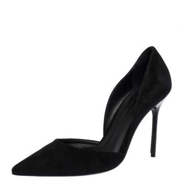 Pre Owned Burberry Black Suede Leather Virna D 'Orsay Pointed Toe Pumps Size 36.5