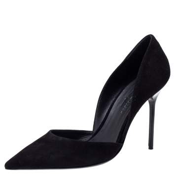 Pre Owned Burberry Black Suede Leather Virna D 'Orsay Pointed Toe Pumps Size 41