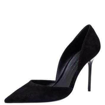 Pre Owned Burberry Black Suede Leather Virna D'Orsay Pointed Toe Pumps Size 38.5