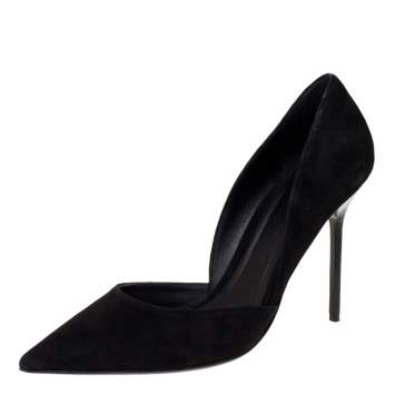 Pre Owned Burberry Black Suede Leather Virna D 'Orsay Pointed Toe Pumps Size 39