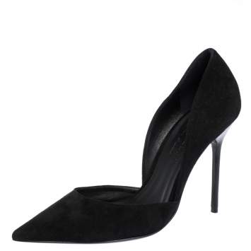 Pre Owned Burberry Black Suede Leather Virna D'Orsay Pointed Toe Pumps Size 38.5