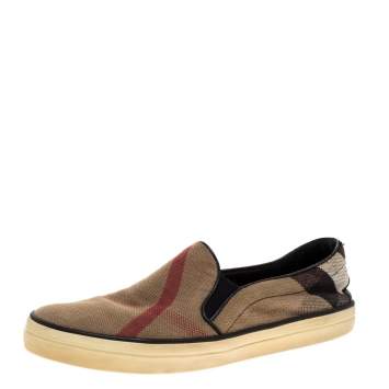 Pre Owned Burberry Brown Canvas Gauden Slip On Sneakers Size 38