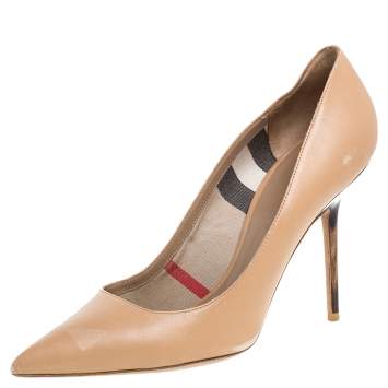 Pre Owned Burberry Beige Leather Pumps Size 38