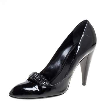 Pre Owned Burberry Black Patent Leather Pumps Size 39.5