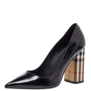 Pre Owned Burberry Black Leather Dashwood Pumps Size 37