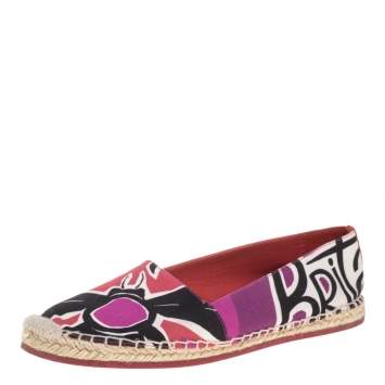 Pre Owned Burberry Multicolor Canvas Insects Of Britain Print Espadrille Flats Size 38.5