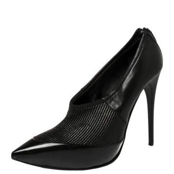Pre Owned Burberry Black Leather Prorsum High Cut Booties Size 40.5
