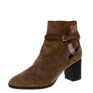 Pre Owned Burberry Brown Suede Stebbingford Boots Size 38
