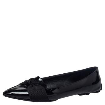 Pre Owned Burberry Black Patent Leather Ballet Flats Size 38