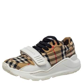 Pre Owned Burberry Multicolor Vintage Check Fabric Low Top Sneakers Size 37
