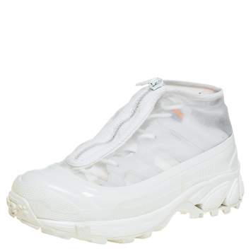 Pre Owned Burberry White Net  And Rubber Arthur Low Top Sneakers Size 38.5