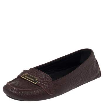 Pre Owned Burberry Brown Leather Rowles Loafers Size 37