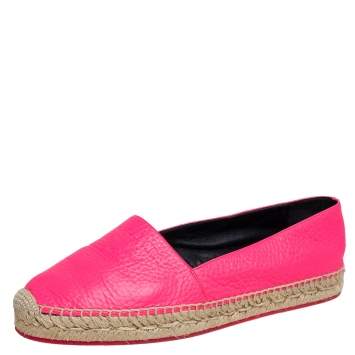 Pre Owned Burberry Pink Leather Espadrille Flats Size 38