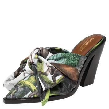 Pre Owned Burberry Multicolor Satin Tillington Mule Sandals Size 38