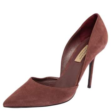 Pre Owned Burberry Brown Suede D'orsay Pointed Toe Pumps Size 41
