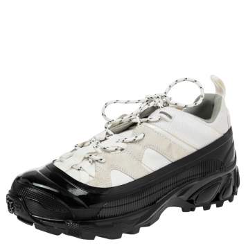 Pre Owned Burberry Black/White Nylon and Suede Arthur Sneakers Size 39