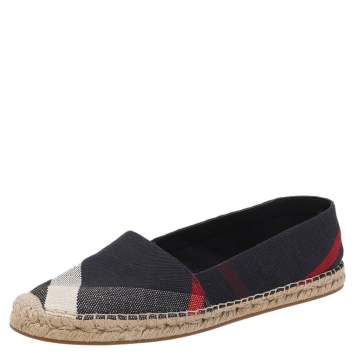 Pre Owned Burberry Black Nova Check Canvas Espadrilles Flats Size 41