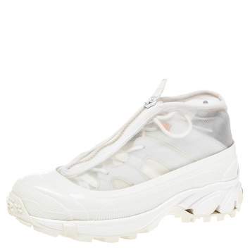 Pre Owned Burberry White Mesh and Rubber Arthur Low Top Sneakers Size 39