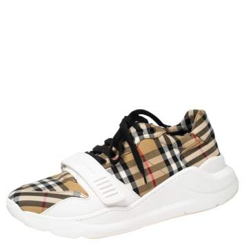 Pre Owned Burberry Check Canvas Regis Chunky Sneakers Size 45