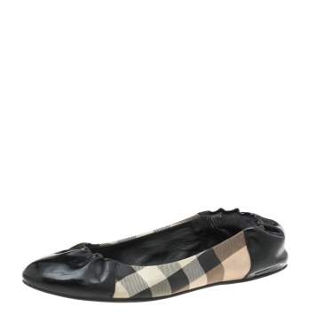 Pre Owned Burberry Multicolor Nova Check PVC And Patent Leather Ballet Flats Size 38 