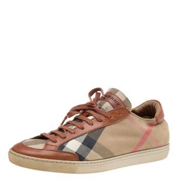 Pre Owned Burberry Multicolor Nova Check Canvas And Leather Low Top Sneakers Size 40