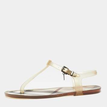 Pre Owned Burberry Light Yellow Jelly Thong Flats Size 36