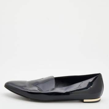Pre Owned Burberry Black Patent Leather Slip on Loafers Size 41