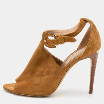 Pre Owned Burberry Brown Suede Ankle Strap Sandals Size 37.5