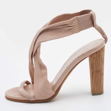 Pre Owned Burberry Pink Leather Criss Cross Slingback Sandals Size 39