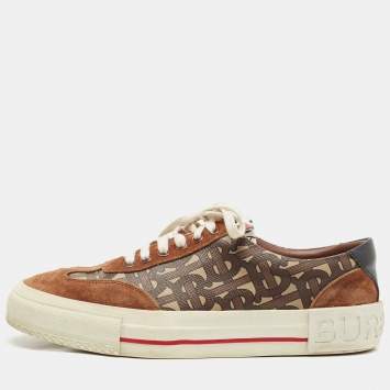 Pre Owned Burberry Multicolor Housecheck Canvas and Leather low top Sneakers Size 38