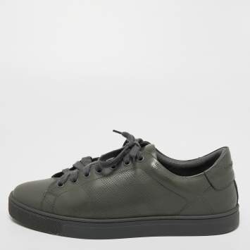 Pre Owned Burberry Grey Perforated Leather Albert Sneakers Size 40.5