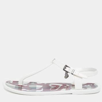 Pre Owned Burberry White Jelly Thong Sandals Size 40